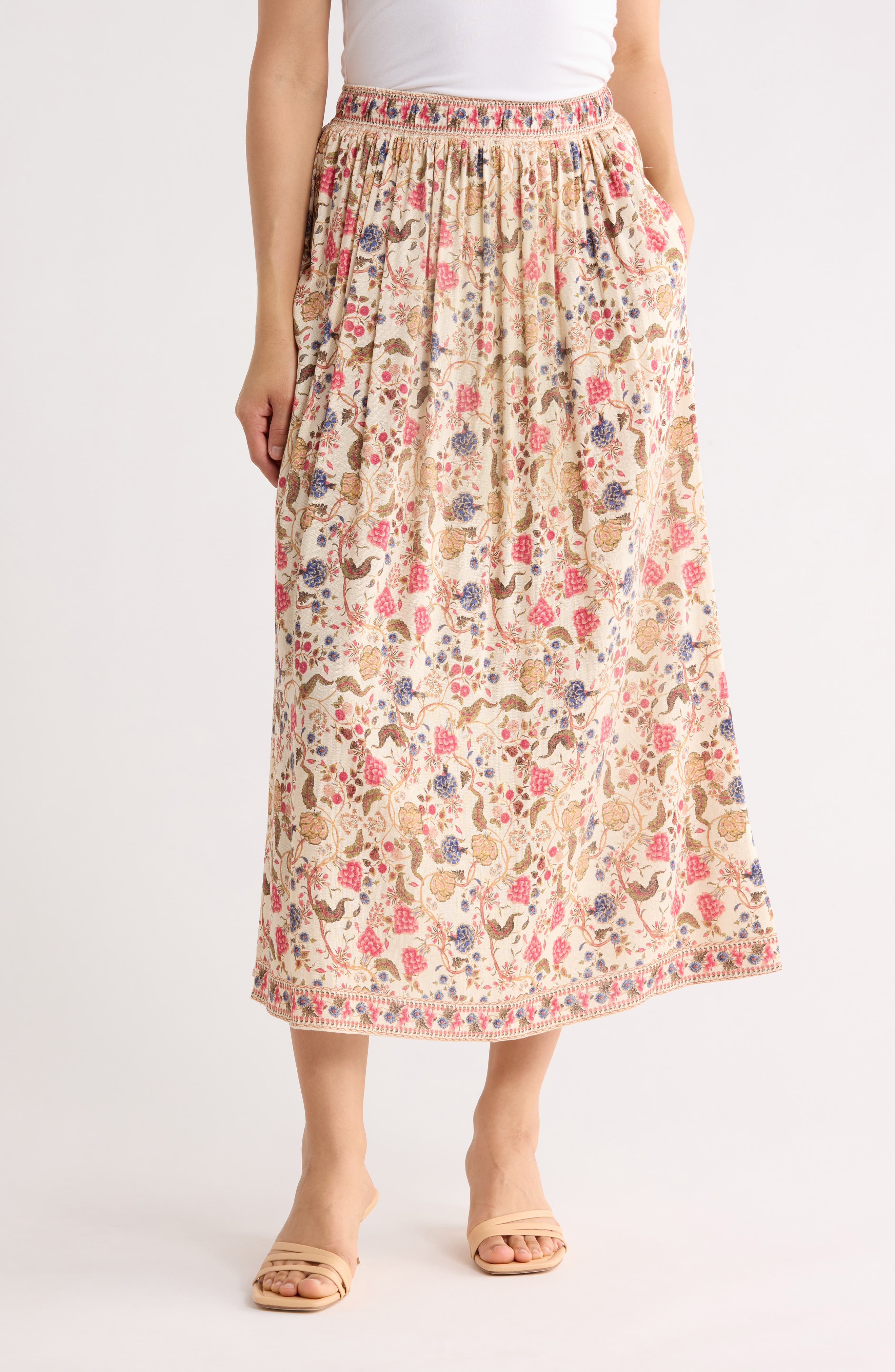 MAX STUDIO Floral Midi Skirt