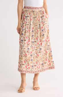 MAX STUDIO Floral Midi Skirt