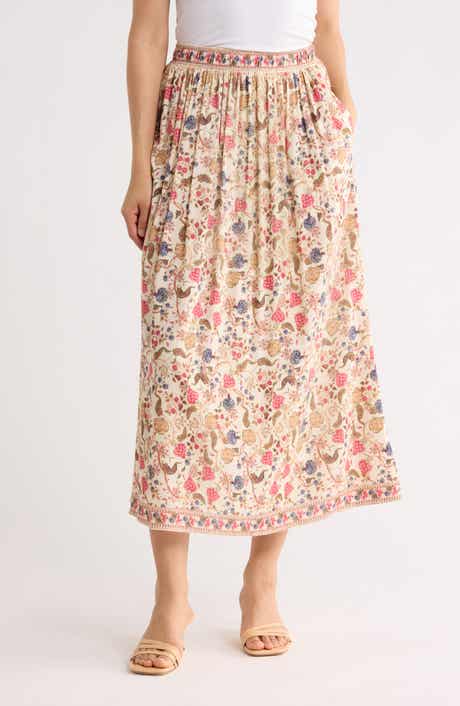MAX STUDIO Floral Midi Skirt