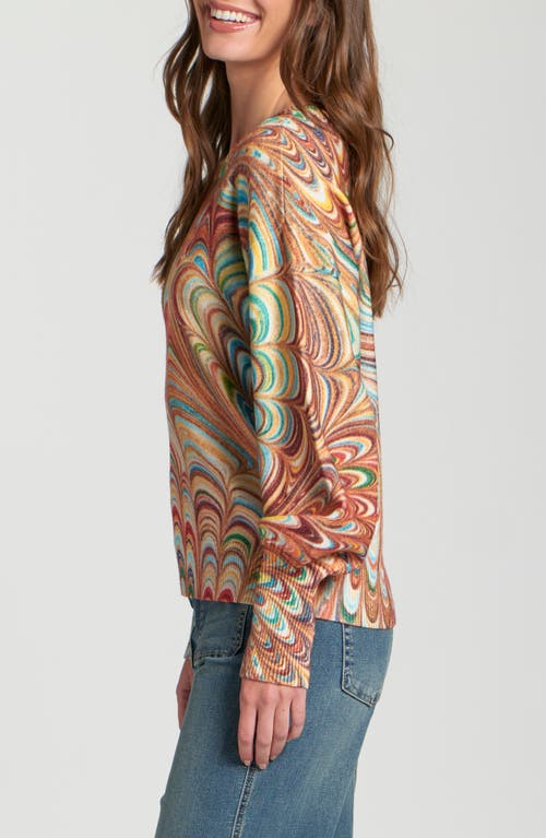 Apny Abstract Marble Pattern Crewneck Sweater In Multi