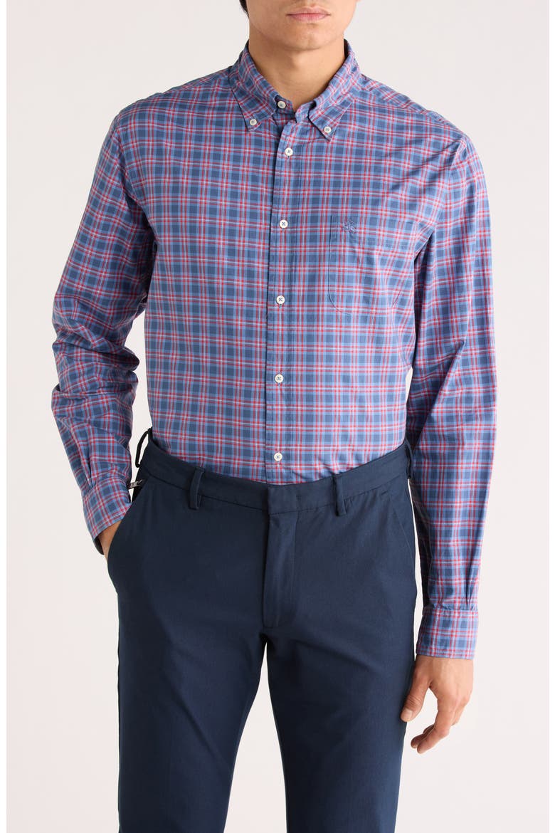 Sport Fit Plaid Button-Down Shirt, Main, color, DARK BLUE