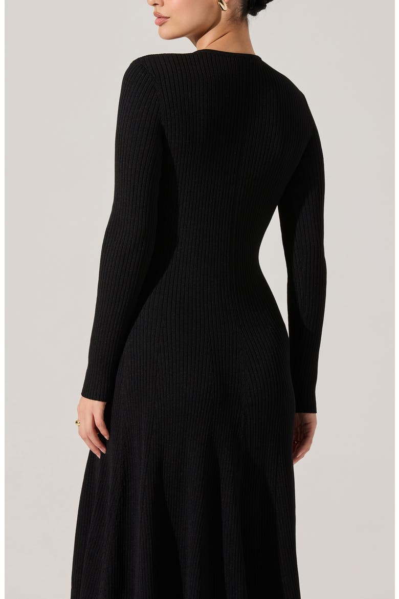 Fallyn Rib Long Sleeve Sweater Dress, Alternate, color, BLACK