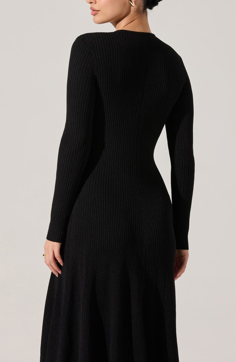 ASTR the Label Fallyn Rib Long Sleeve Sweater Dress, Alternate, color, Black