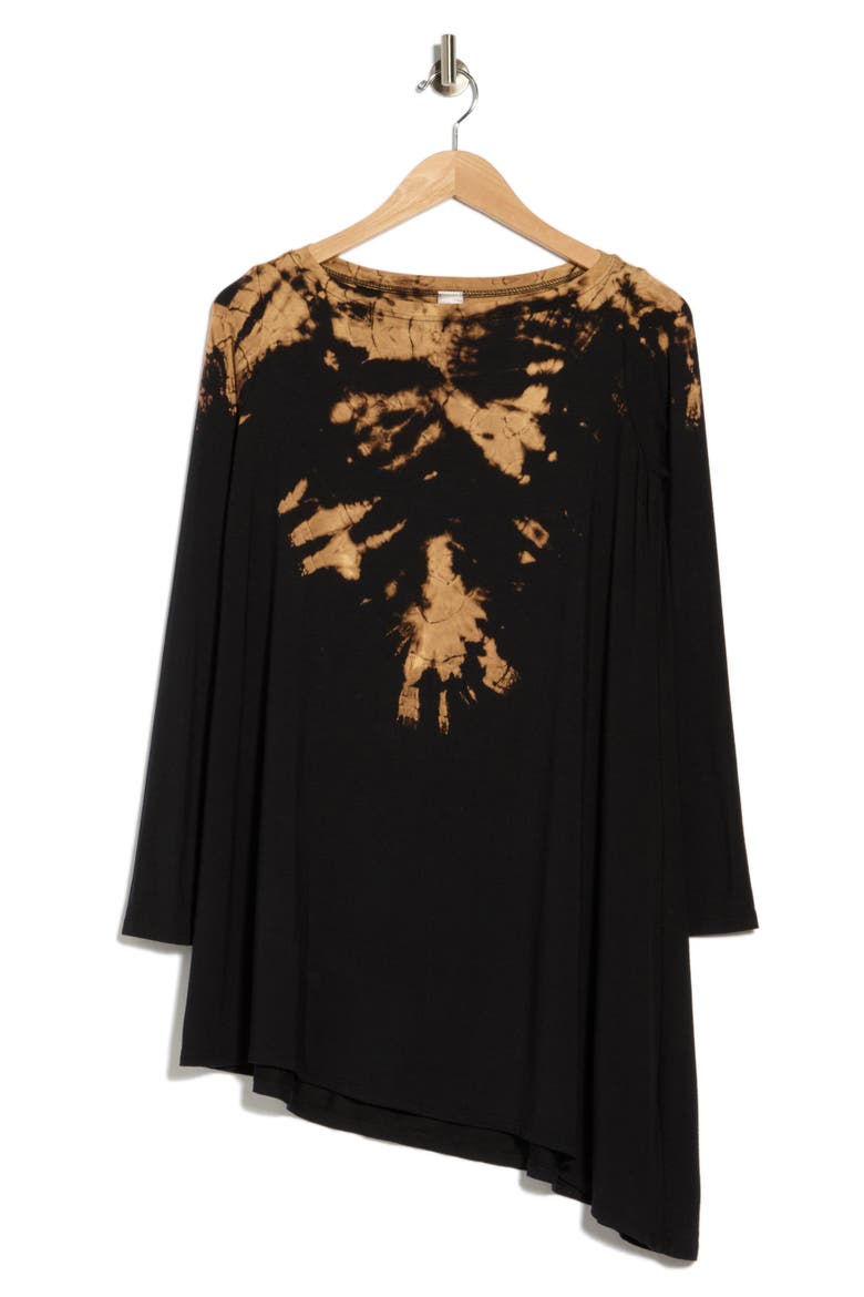 Boxy Garment Dyed Tunic Top, Main, color, BLACK CLOUD WASH
