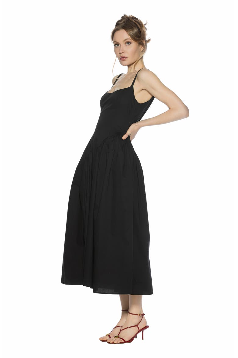 Thalassa Midi Dress, Alternate, color, BLACK