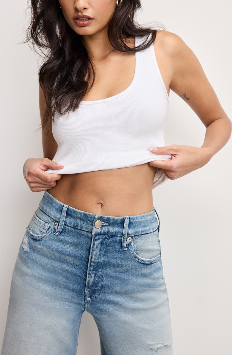 Good American Good Skate Ankle Wide Leg Jeans, Alternate, color,