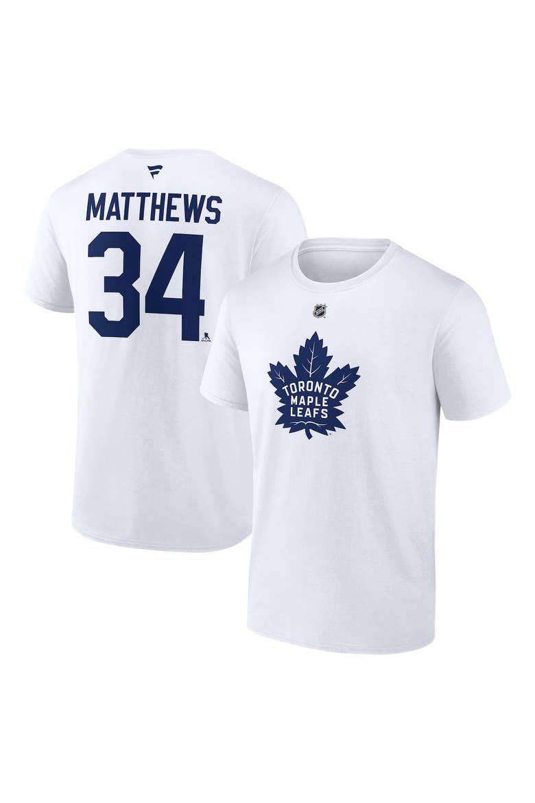 Men's Fanatics Auston Matthews White Toronto Maple Leafs Authentic Stack Name & Number T-Shirt, Main, color, White