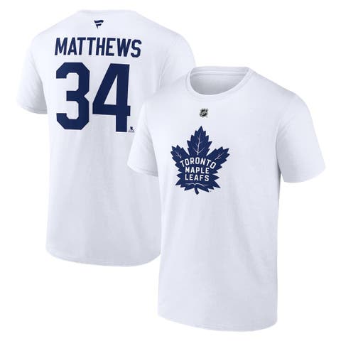 Men's Fanatics Auston Matthews White Toronto Maple Leafs Authentic Stack Name & Number T-Shirt