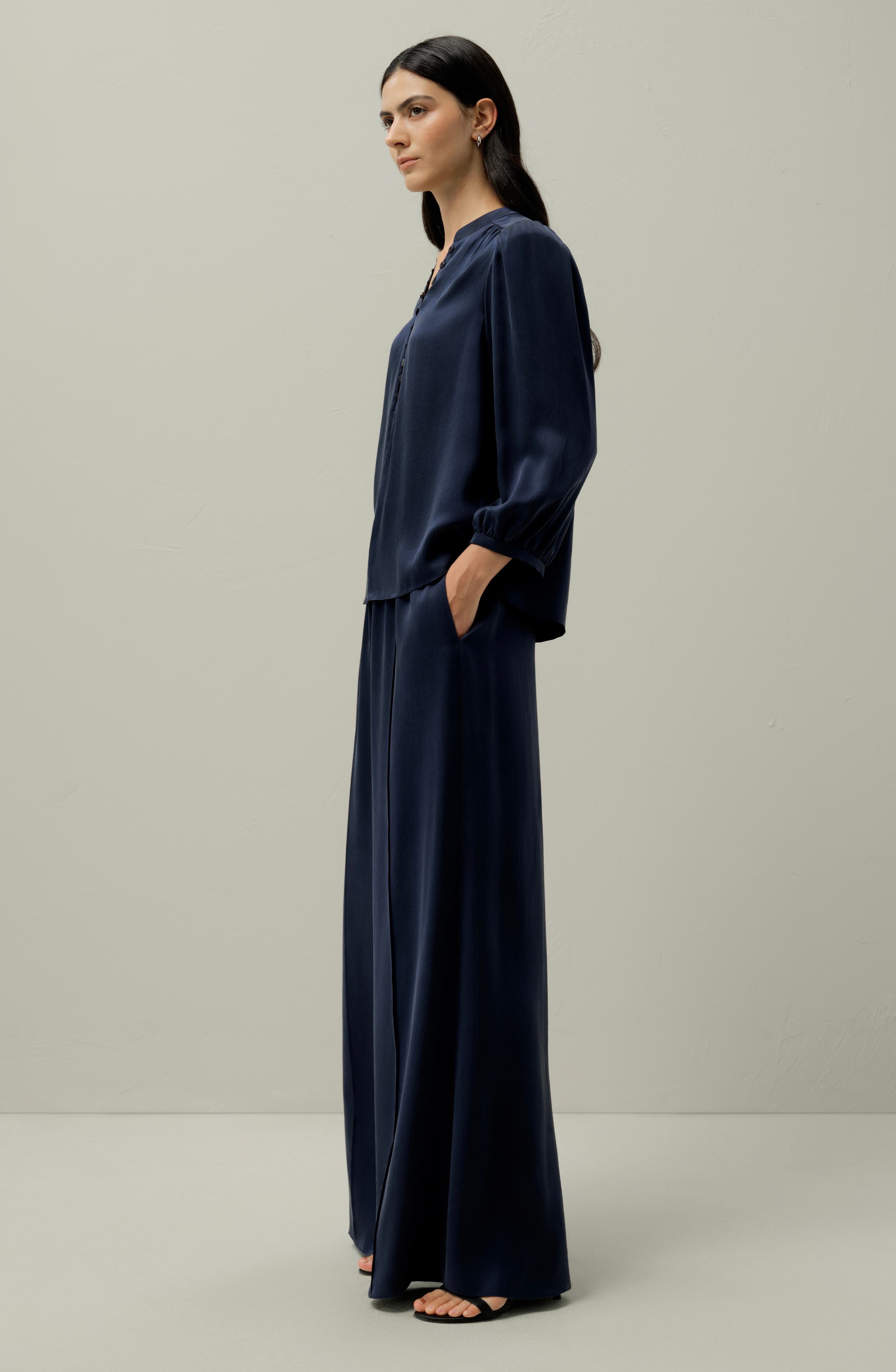 X Melissa Murrell Silk Suede V-Neck Blouse - image 2