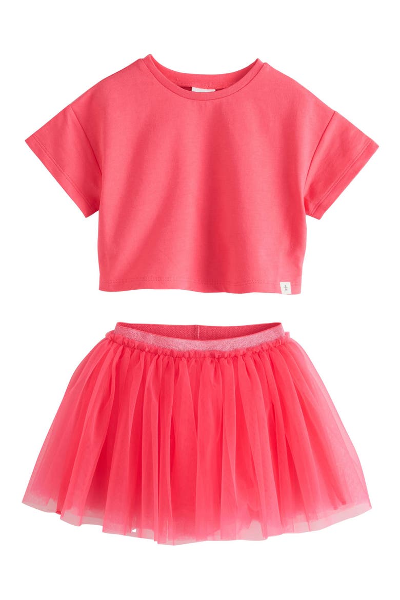 Kids' T-Shirt & Tulle Skirt Set, Main, color, PINK