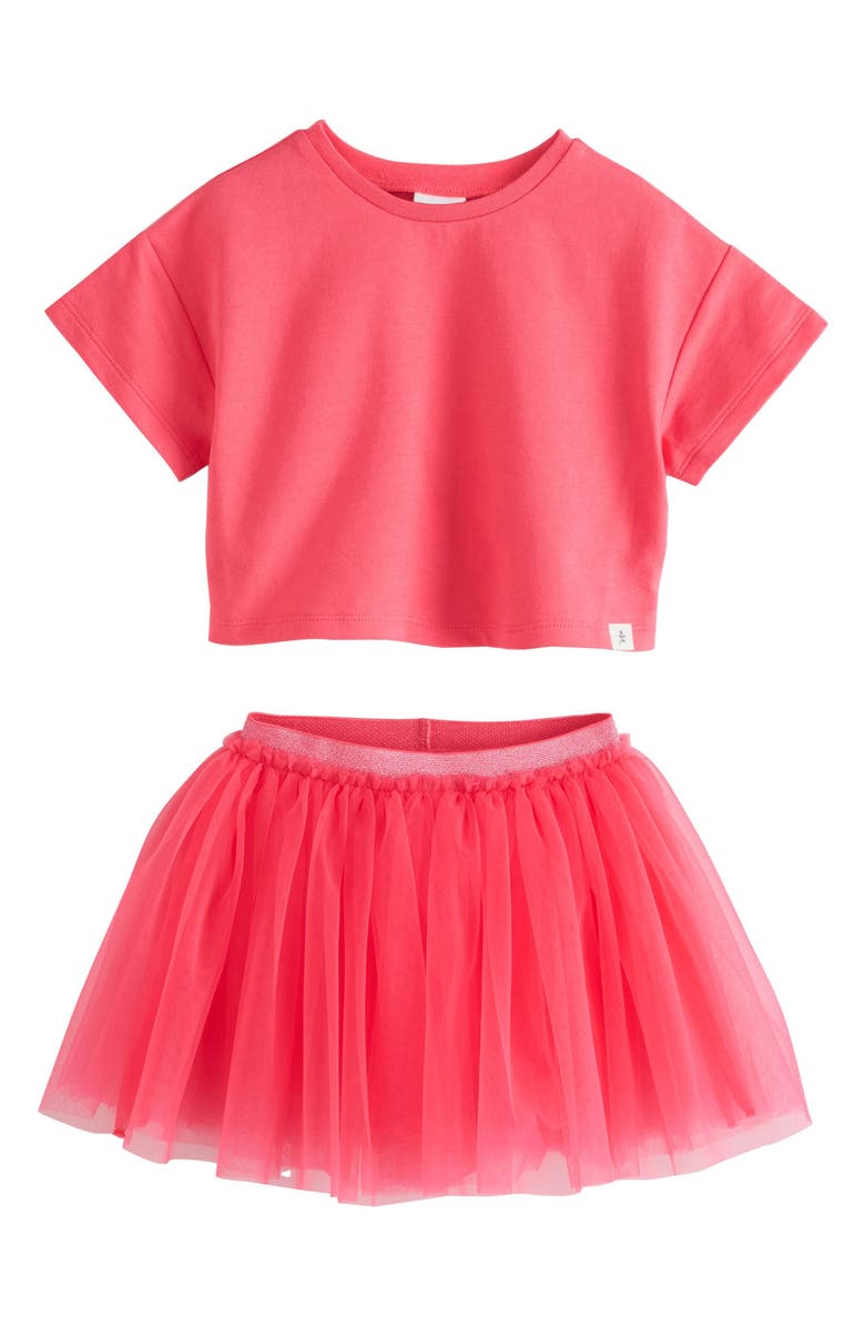 NEXT Kids' T-Shirt & Tulle Skirt Set, Main, color, Pink