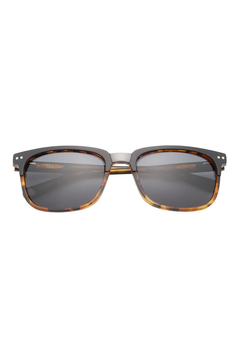56mm Polarized Square Sunglasses, Main, color, BLACK
