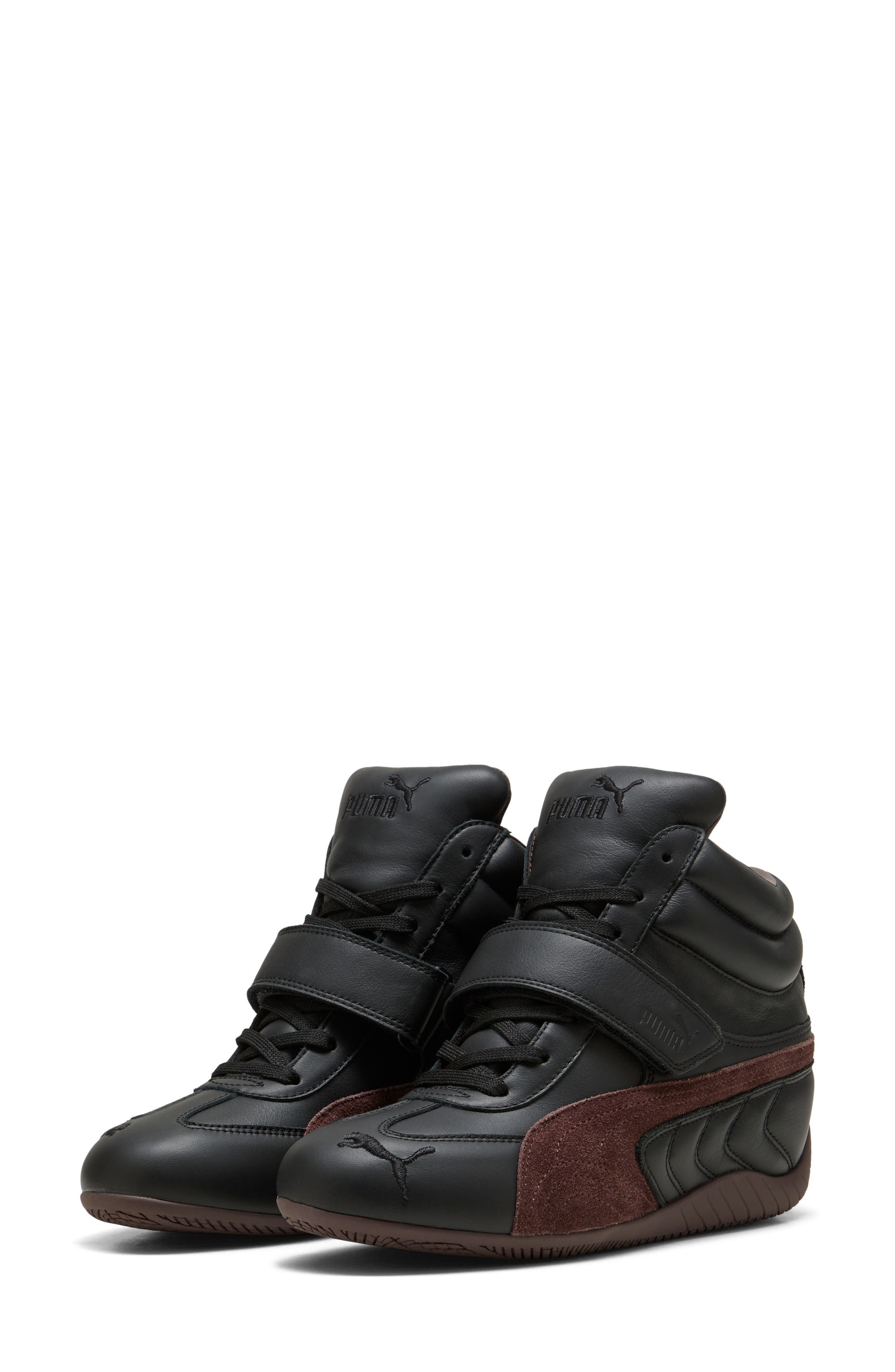 PUMA Speedcat Wedge Leather Sneaker, Main, color, Puma Black/ Chocolate Brown