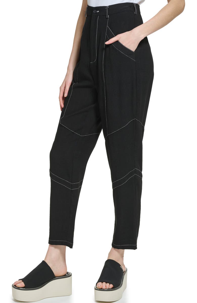 DKNY Contrast Stitch Ankle Straight Leg Trousers, Alternate, color,