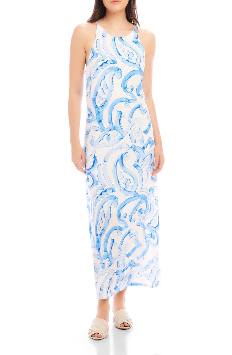 FIFTEEN TWENTY Sera Print Sleeveless Maxi Dress, Main, color, Blue/ Ivory