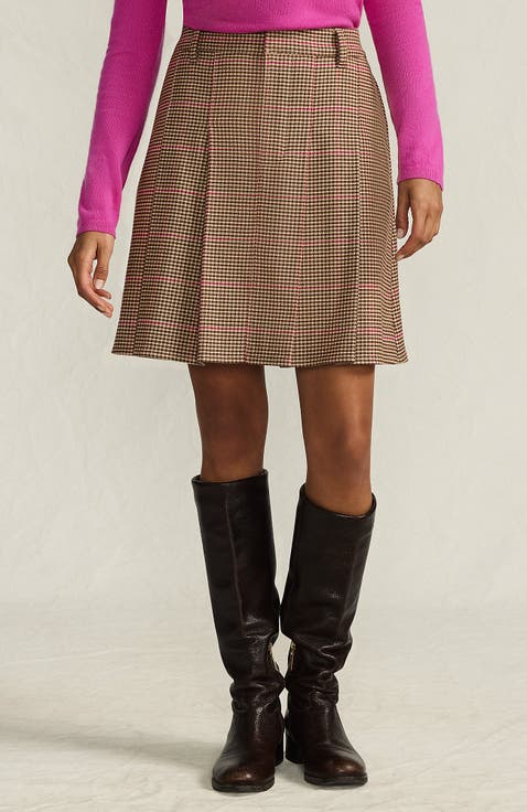 Plus Size Brushed Flannel Pleated Mini Skirt