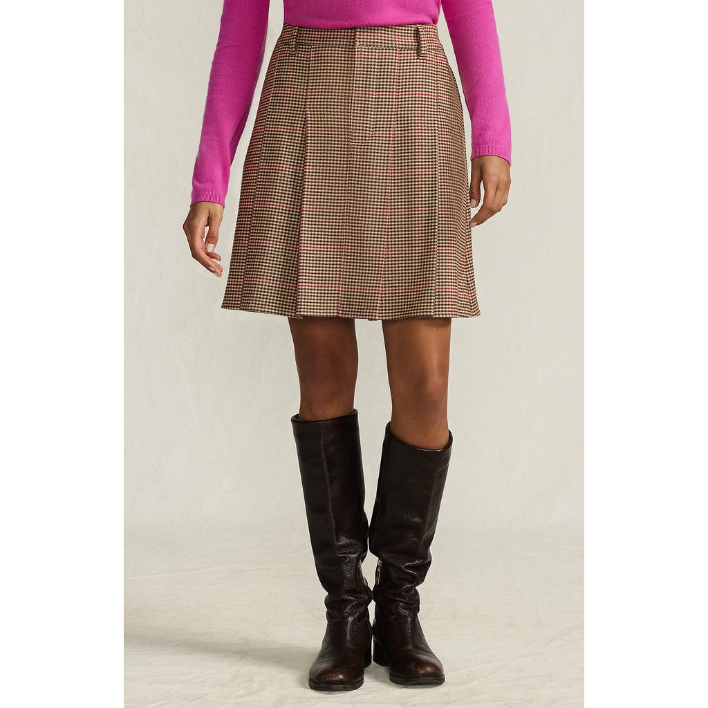 Lands' End Plus Size Brushed Flannel Pleated Mini Skirt In Multi