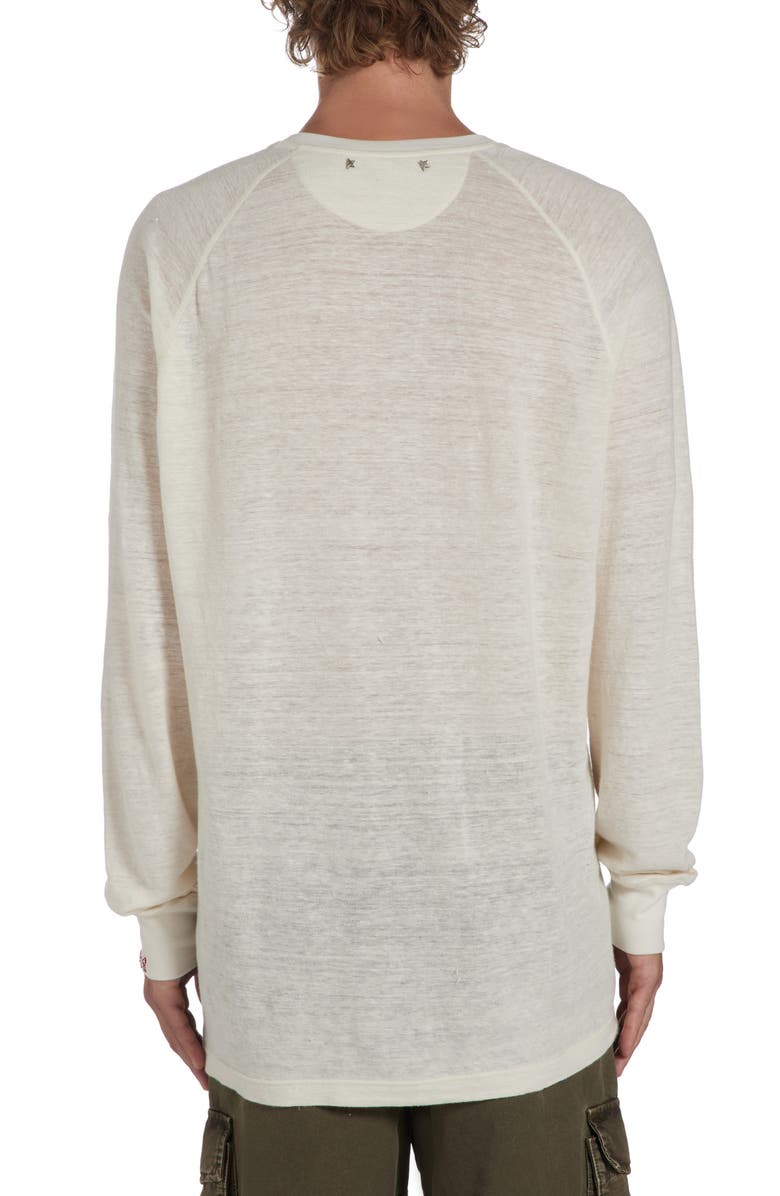 Golden Goose Journey Long Sleeve Linen Knit Henley, Alternate, color, Heritage White