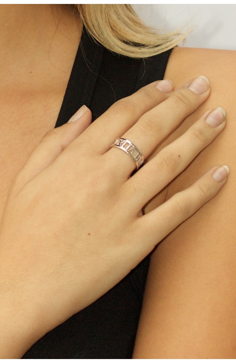 Sterling Forever Sterling Silver Roman Numeral Band Ring, Alternate, color, 