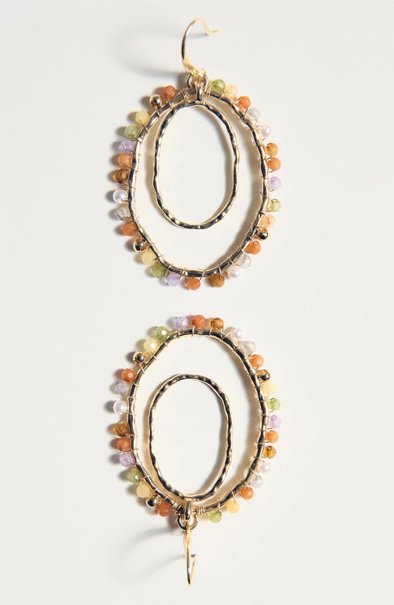 MANGO Bead Drop Hoop Earrings, Alternate, color, Gold