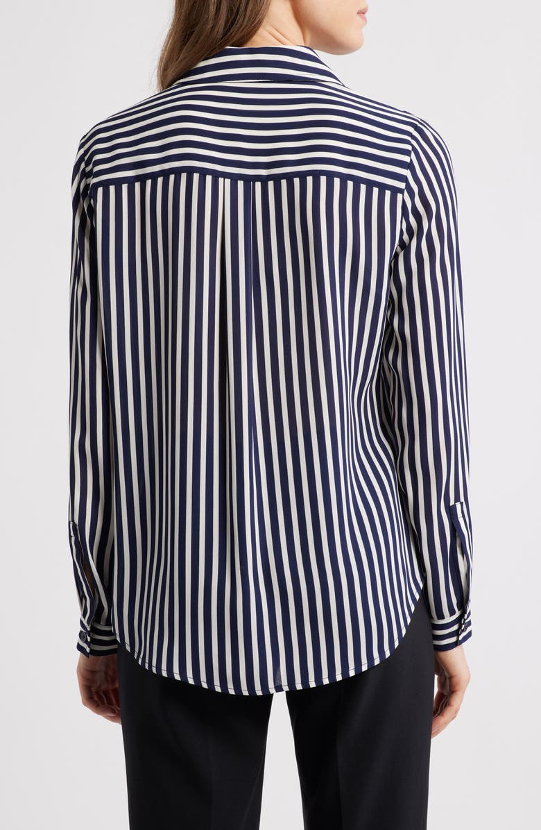 AK ANNE KLEIN Stripe Button-Up Shirt, Alternate, color, Distant Mountain/ White Dove