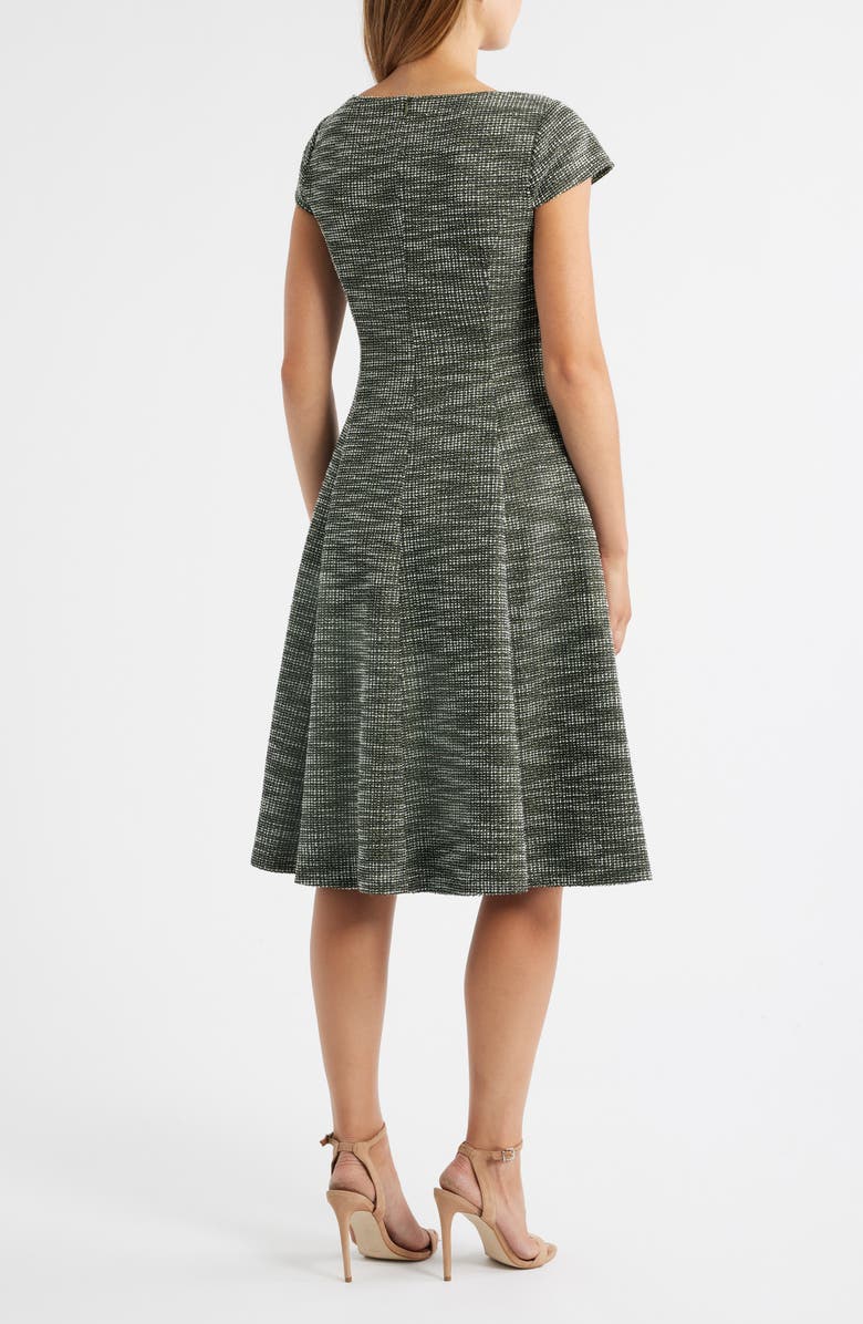 Eliza J Cap Sleeve Fit & Flare Dress, Alternate, color, Olive