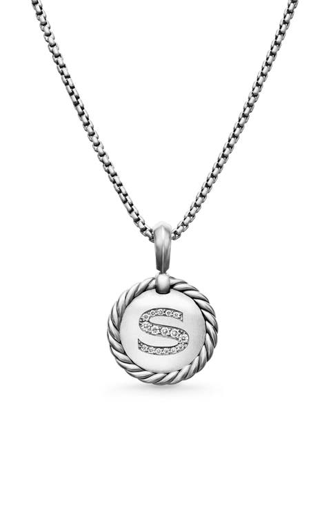 Initial Charm Necklace with Diamonds