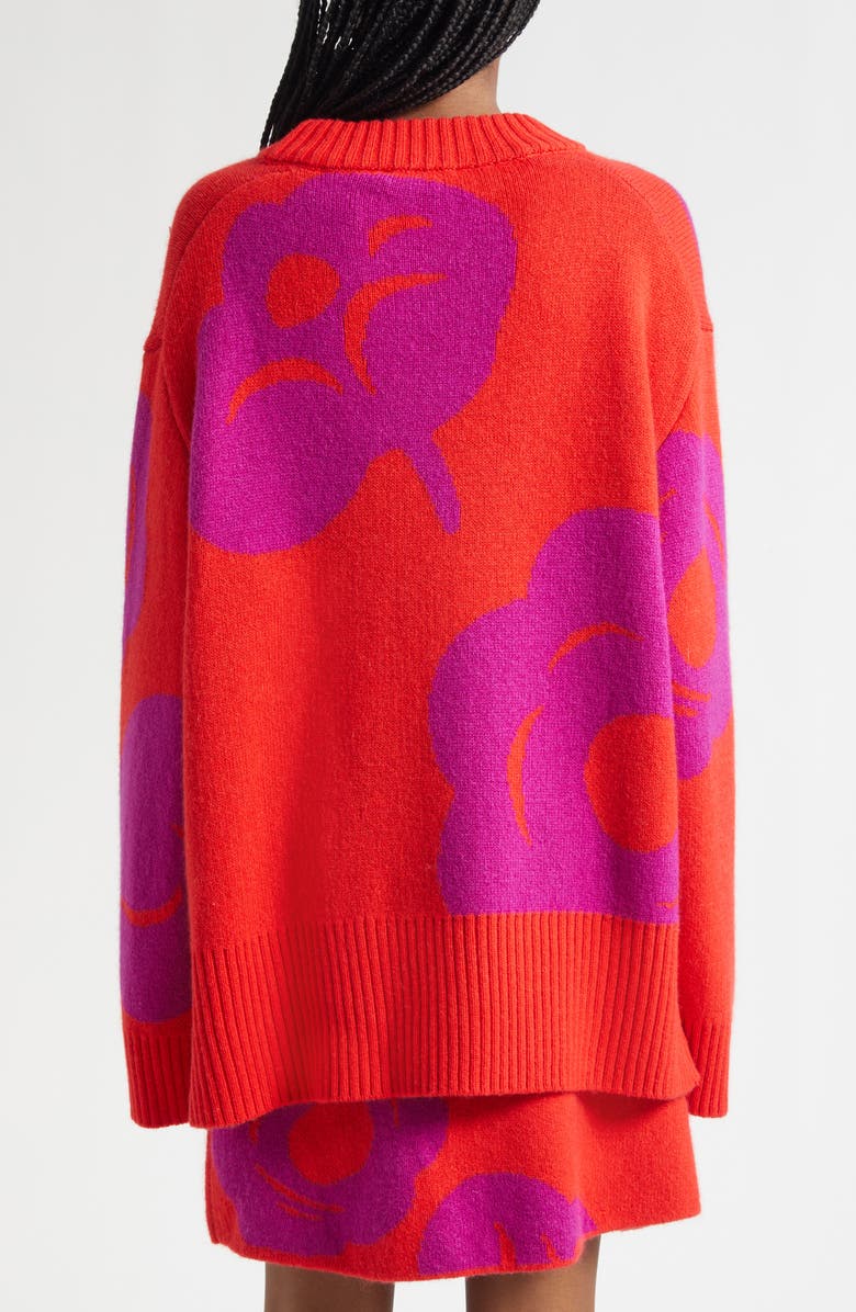 Marimekko Kartakteri Tumma Floral Jacquard Merino Wool & Mohair Blend Sweater, Alternate, color, Red, Purple