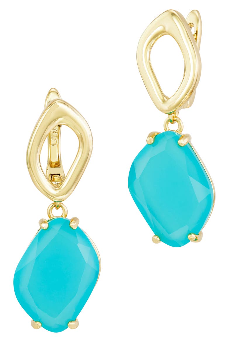 Faceted Stone Drop Earrings, Main, color, AQUA/ YELLOW GOLD