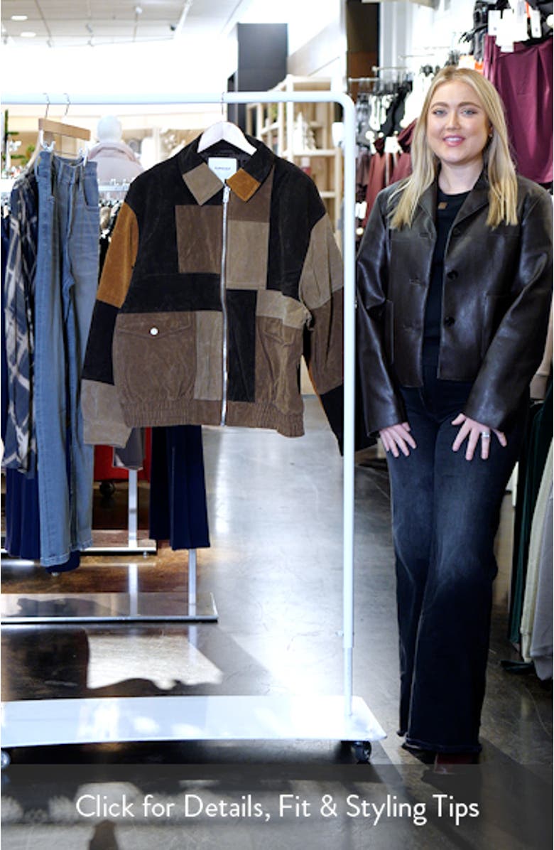 Patchwork Faux Suede Bomber Jacket, sales video thumbnail