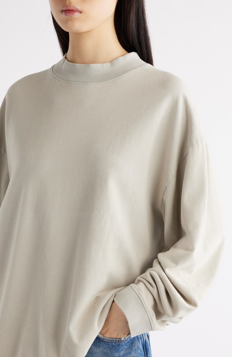 Acne Studios Enick Mock Neck Cotton Sweatshirt, Alternate, color, Bright Grey