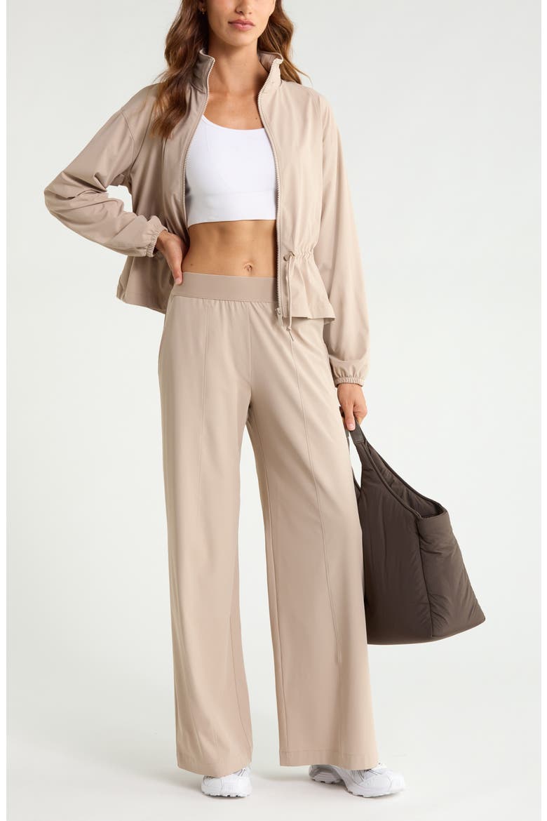 Atlas Elastic Waist Wide Leg Pants, Alternate, color, TAN THREAD