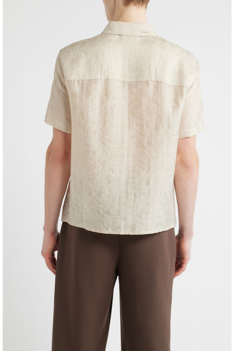 Sunburst Jacquard Short Sleeve Button-Up Shirt, Alternate, color, BEIGE BIRCH