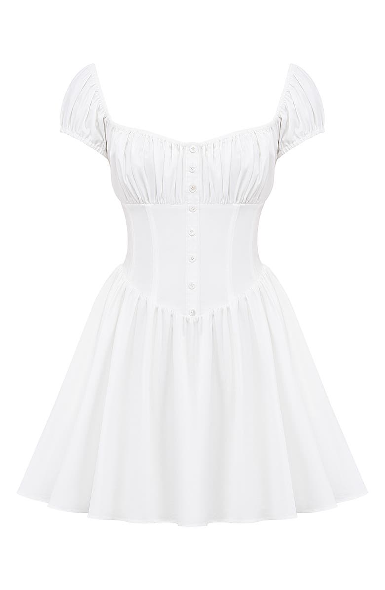 HOUSE OF CB Nala Puff Sleeve Stretch Cotton Blend Minidress, Alternate, color, White