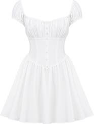 HOUSE OF CB Nala Puff Sleeve Stretch Cotton Blend Minidress