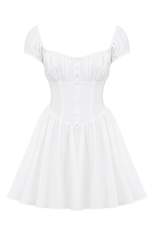 House Of Cb Nala Puff Sleeve Stretch Cotton Blend Minidress In White