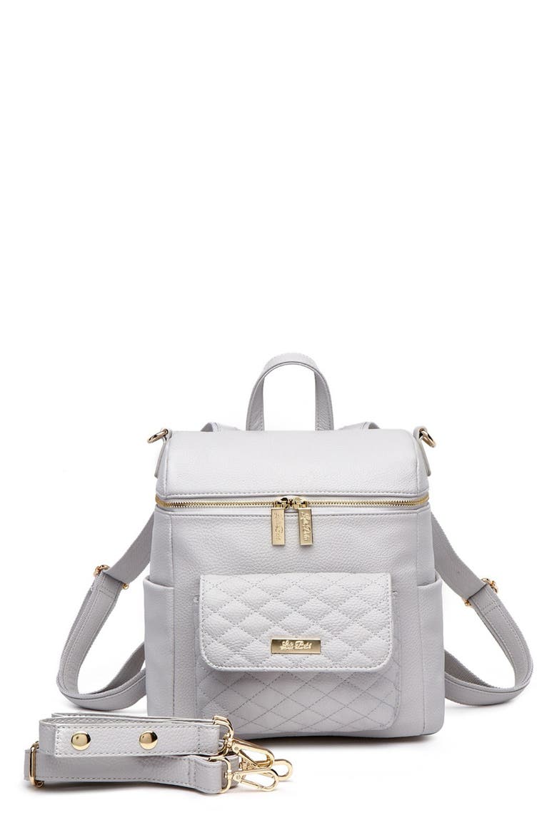 Petit Monaco Faux Leather Diaper Bag, Main, color, STONE GREY