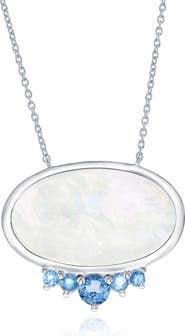 SIMONA Oval Mother-of-Pearl & Semiprecious Stone Pendant Necklace