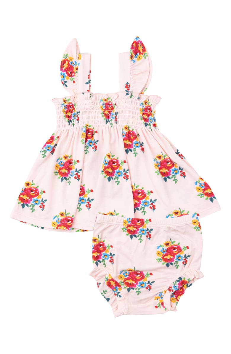 Angel Dear Pretty Bouquet Ruffle Dress & Bloomers Set, Main, color, 
