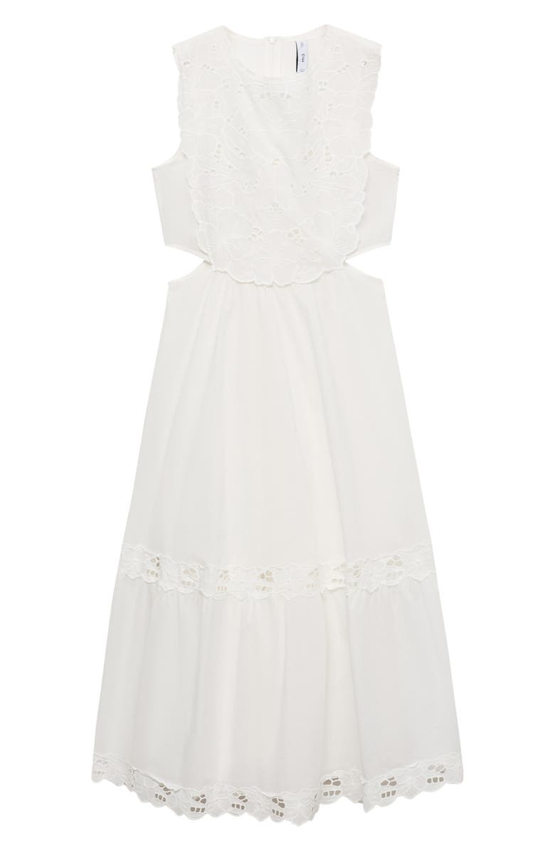 MANGO Embroidered Eyelet Sleeveless Maxi Dress, Alternate, color,