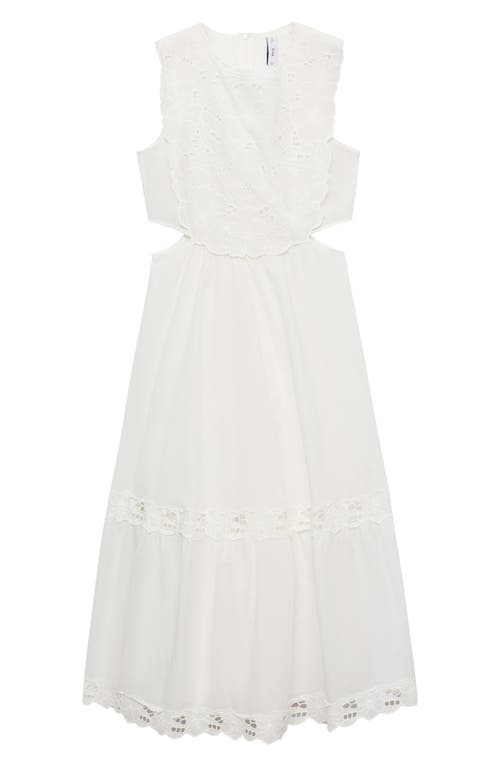 Mango Embroidered Dress With Side Slits White