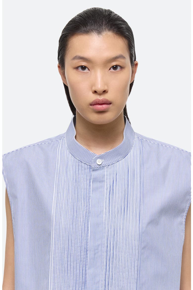 Stripe Sleeveless Tuxedo Shirt, Alternate, color, BLUE STRIPE
