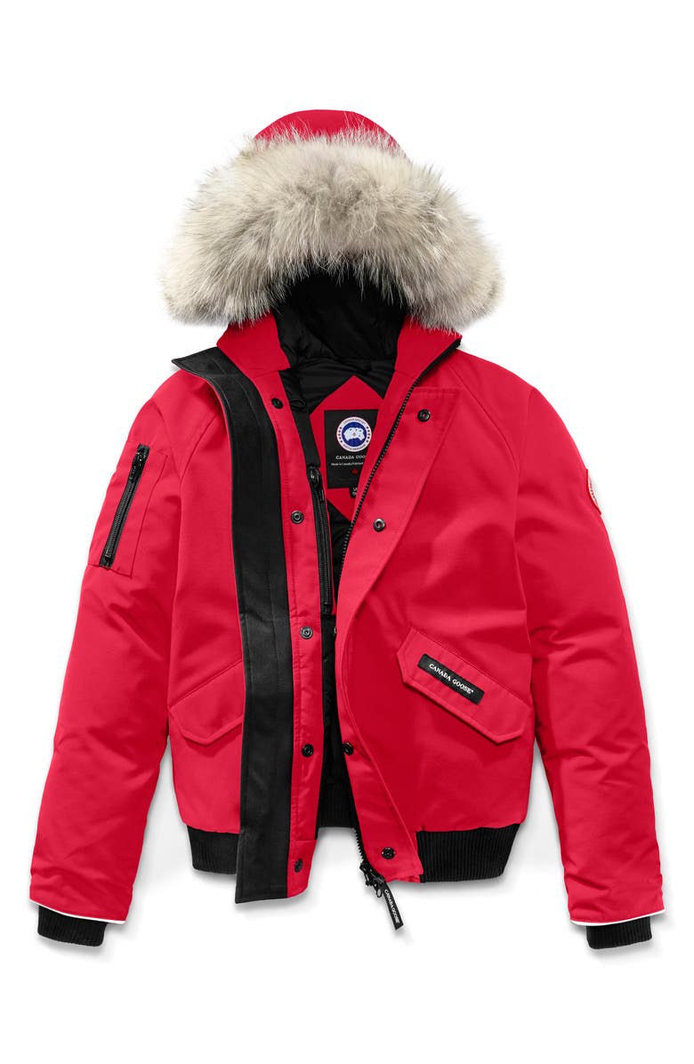 Canada Goose 'Rundle' Down Bomber Jacket with Genuine Coyote Fur Trim, Main, color, 