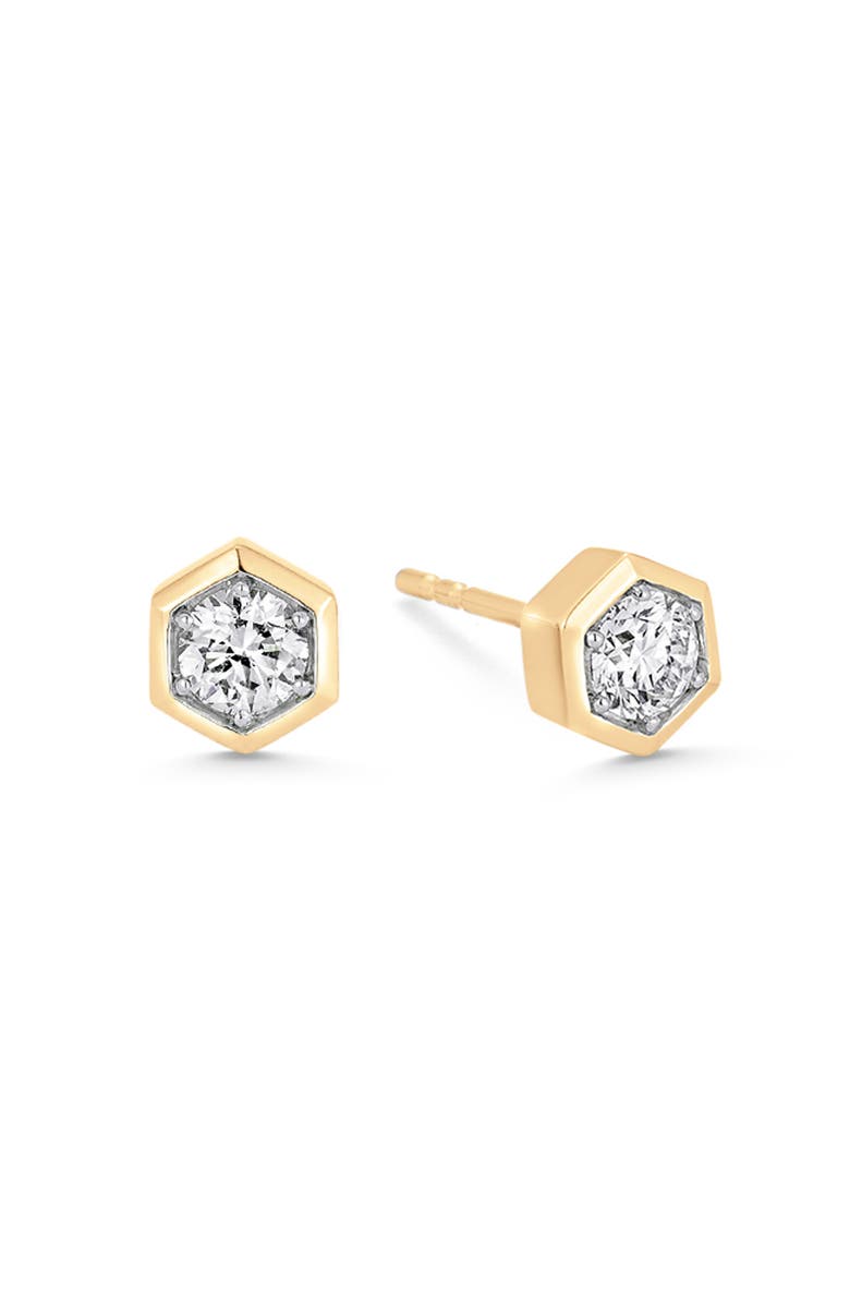 Sara Weinstock Honeycomb Stud Earrings, Main, color, Yellow Gold/ Diamond