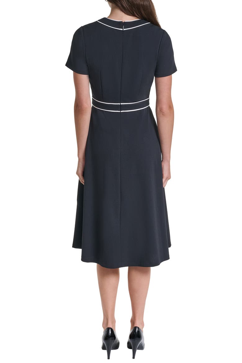 Contrast Scuba Crepe Midi Dress, Alternate, color, BLACK/ SOFT WHITE