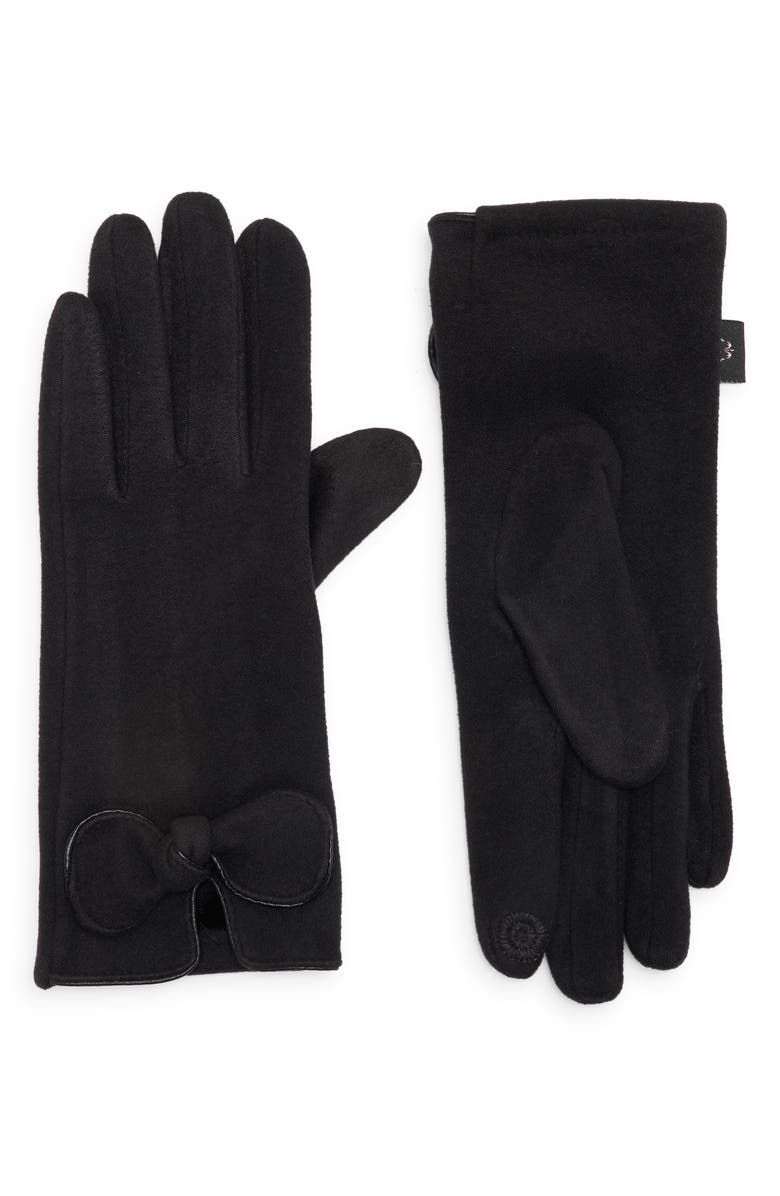 Nanette Lepore Bow Cuff Gloves, Main, color, Black
