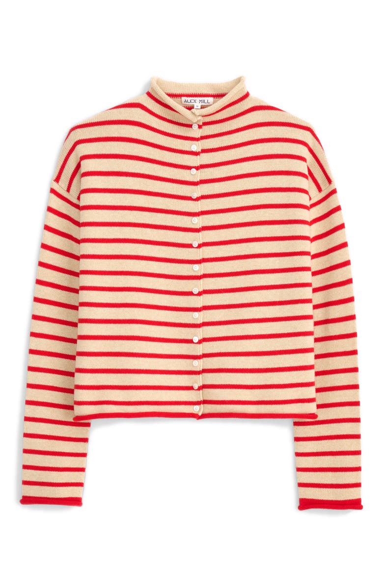 Taylor Mariner Stripe Cardigan, Alternate, color, LATTE/ BRIGHT FLAME