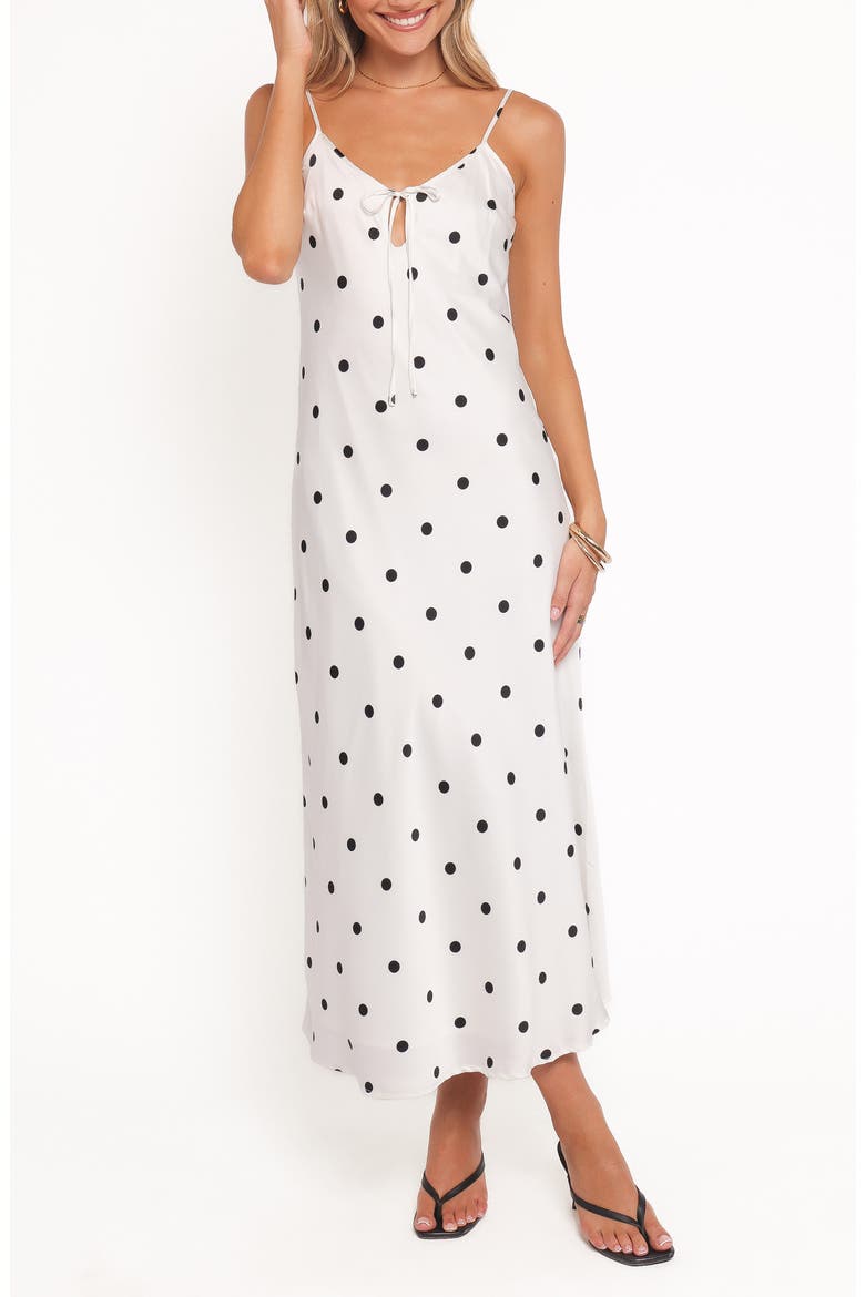 Jamila Polka Dot Midi Dress, Main, color, WHITE POLKA DOT