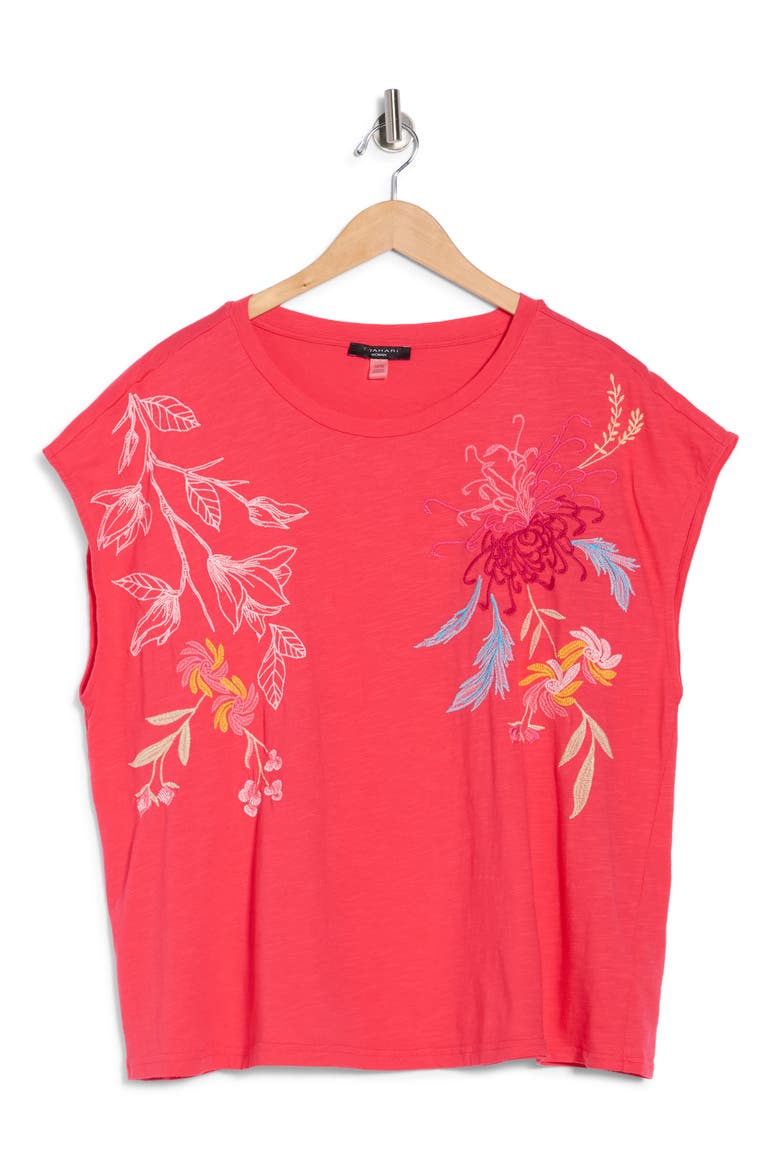 Floral Embroidered Cotton Tank, Alternate, color, FUSCHIA