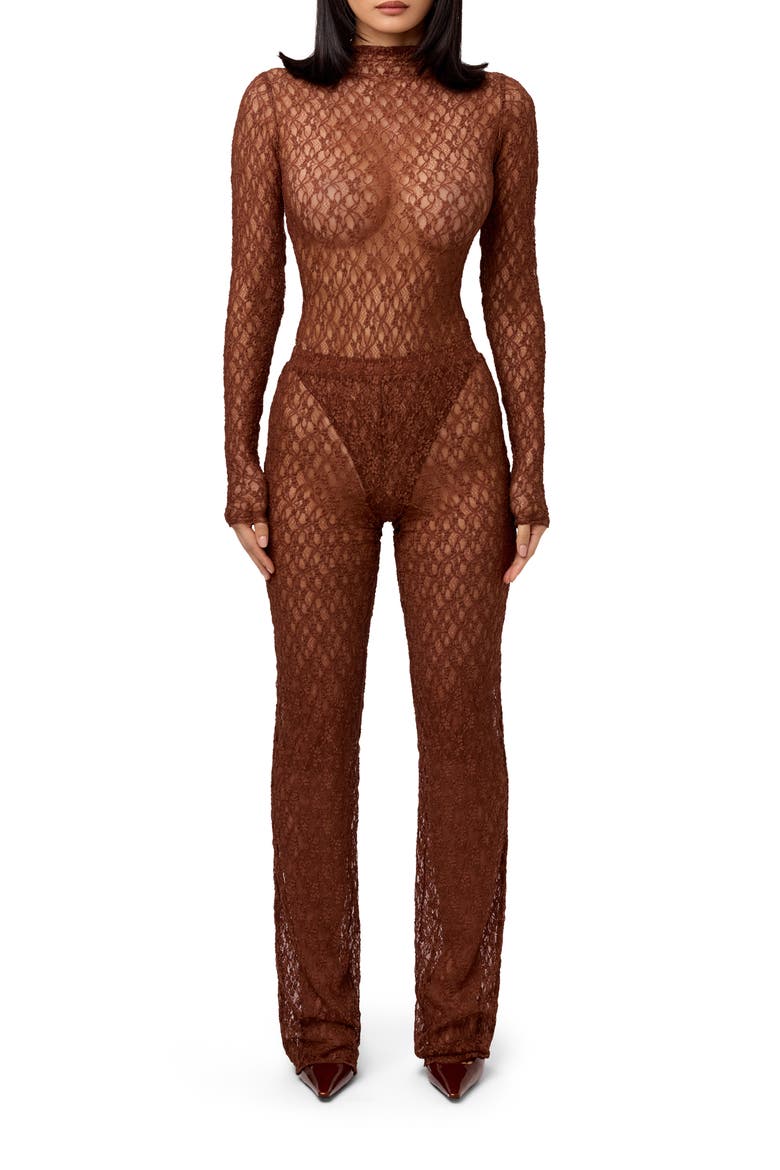 Lace Straight Leg Pants, Alternate, color, BROWN SUGAR